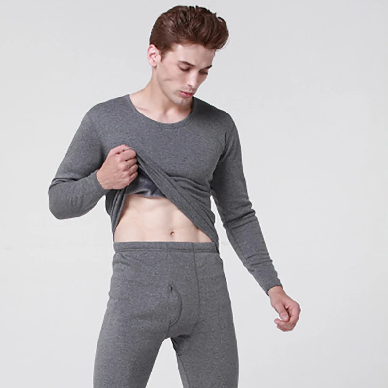 Комплект толстого теплого термобелья для мужчин осенне зимние кальсоны Мужская