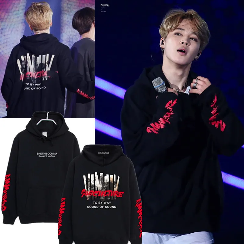 Kpop Bangtan Boys концерт JIMIN Same с капюшоном плюс бархатный пуловер для мужчин и женщин