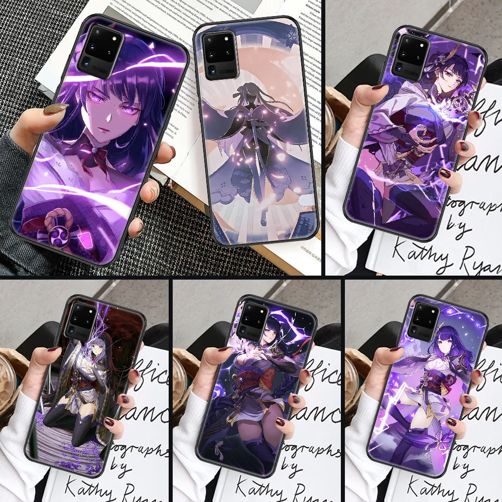 Ударопрочный чехол RAIDEN SHOGUN Genshin для телефона Samsung Galaxy Note 4 8 9 10 20 S8 S9 S10 S10E S20 Plus UITRA Ultra black 3D hoesjes