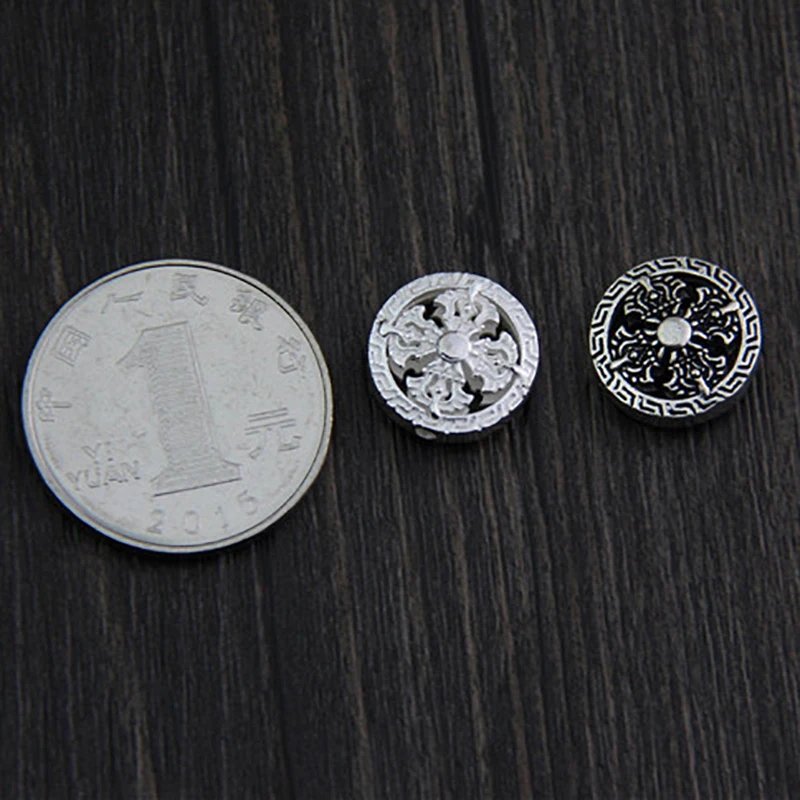 DIY Jewelry Accessories 925 Sterling Silver Color Fashion Flat Beads Emboss Necklace Bracelet Perforation Beads Wholesale