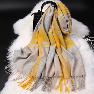 2021 клетчатый шерстяной шарф для женщин, утолщенные теплые кашемировые шали, шарфы с кисточками из пашмины, женские зимние шарфы, женский шарф