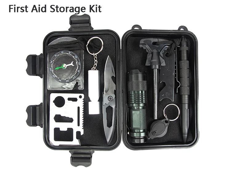 

9PCS Outdoor Multifunctional First Aid Equipment Camping Training Survival Kits Waterproof Potable Mountainnering Emergency Box