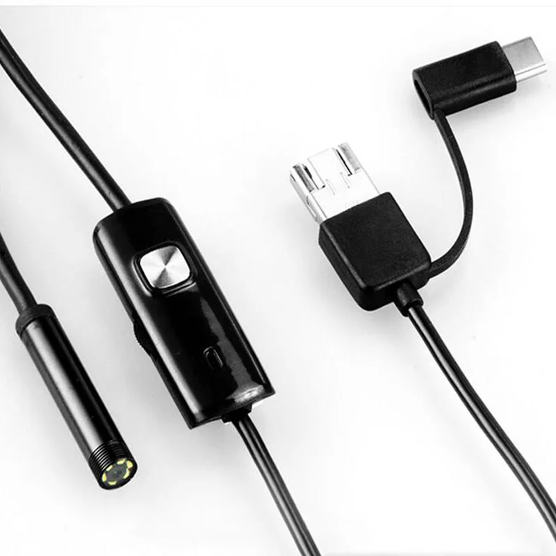 3 в 1 USB эндоскопическая Камера 7 мм USB эндоскоп Камера 10 м жесткий кабель гибкой пружины обнаружения эндоскоп для мобильного телефона, ПК, эндоскопа