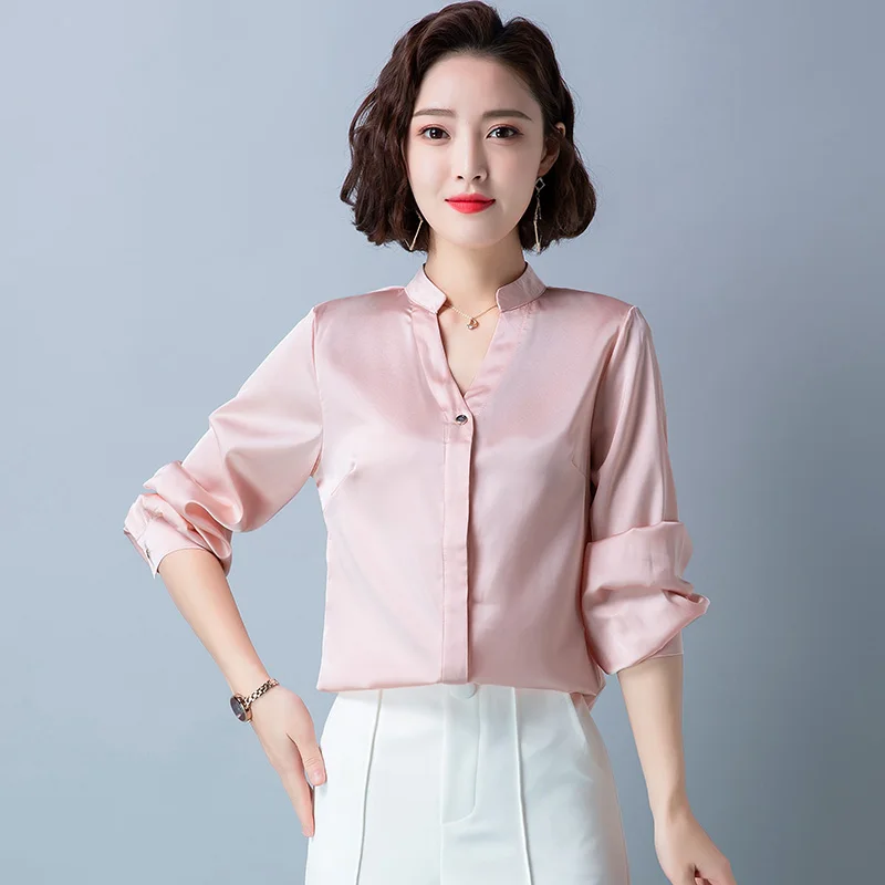 Корейские модные женские рубашки шелковые блузки размера плюс элегантные