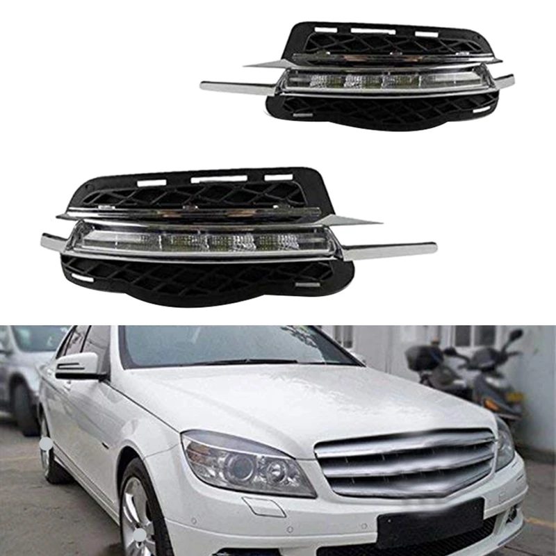 Автомобильные DRL дневные ходовые огни противотуманные для Mercedes Benz W204 C180 C200 C260 C250