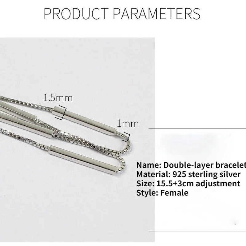 

S925 Sterling Silver Bracelet for Women Double-layer Bracelet Student OL Silver Female