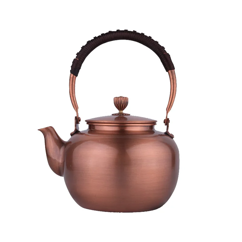 Красный медный чайник античный ручной работы забота о здоровье изысканный узор