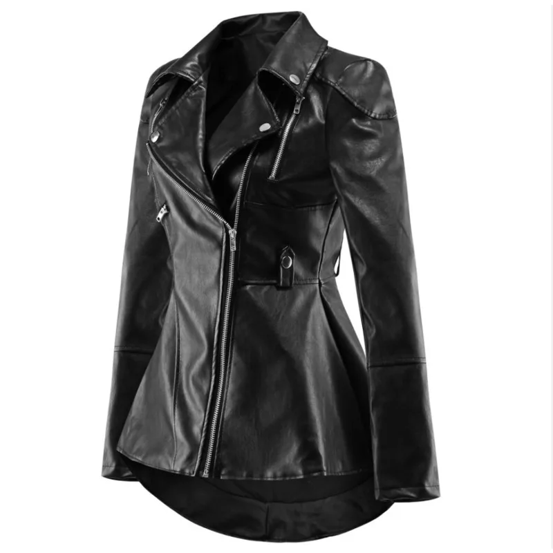 2021 Новый осень-зима с лацканами из искусственная (-ый) искусственной кожи на