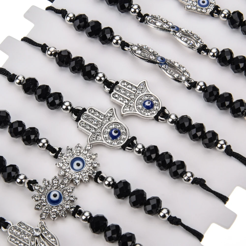 12 шт./лот женский браслет с кристаллами в стиле бохо Бесконечность любовь хамса