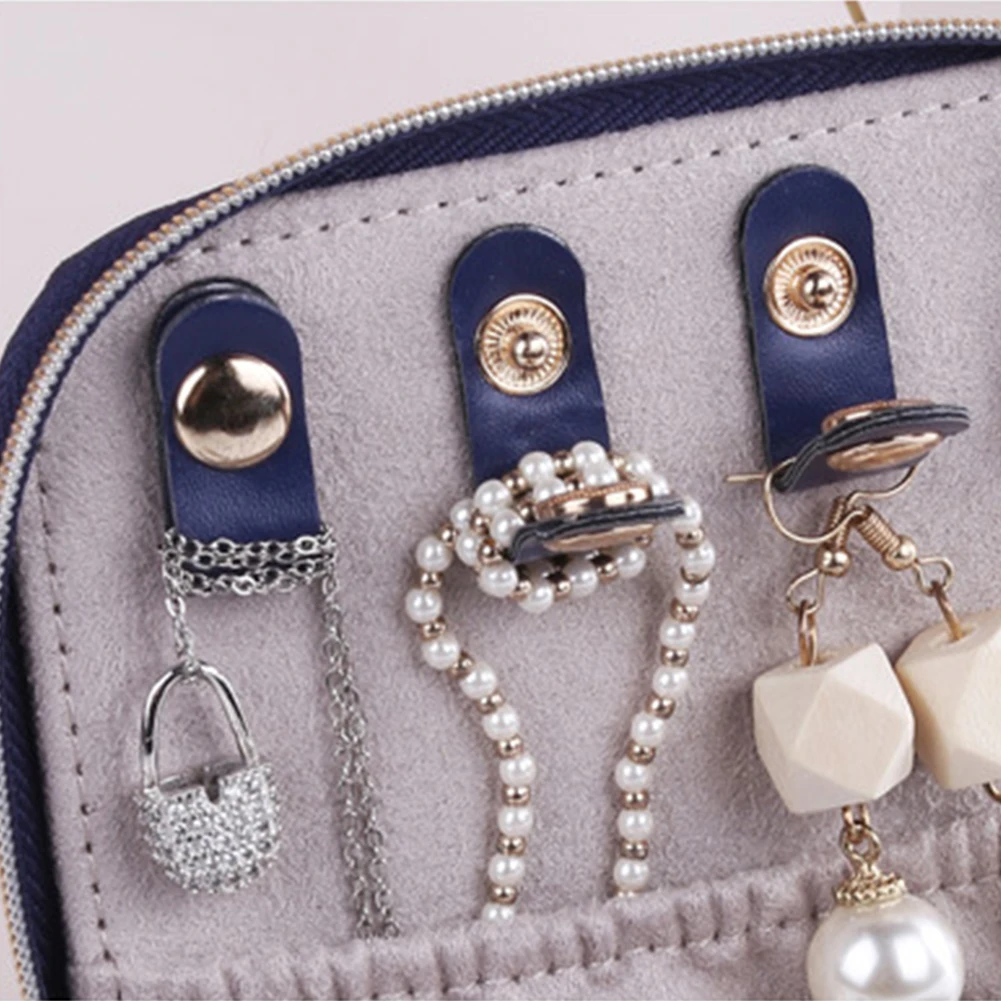 

Holder Travel Necklaces Watch Portable Rings For Earrings PU Leather Jewelry Case Multifunctional Carrying Double Zipper Storage