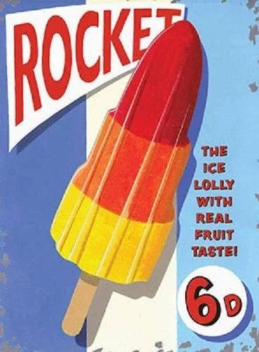 

Retro Metal Sign Plaque Rocket Ice Lolly Seaside Advert