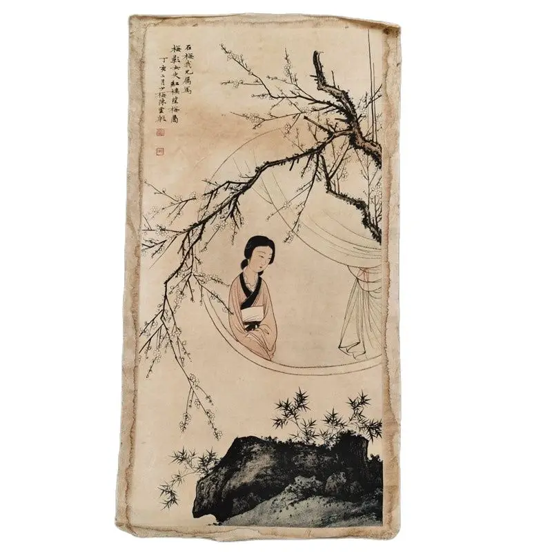 

Китайская антикварная живопись Chen shaomei, слива, леди