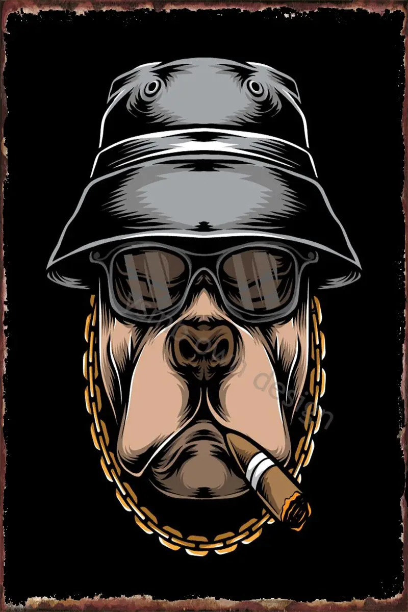 

Жестяной винтажный металлический знак в стиле ретро с бульдогом, Оловянная табличка, Настенный декор для художественного оформления паба, ...