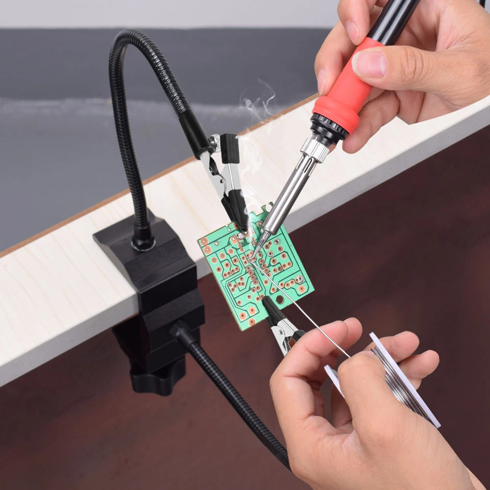 Держатель для паяльника NEWACALOX Алюминиевый Настольный зажим печатная плата 2