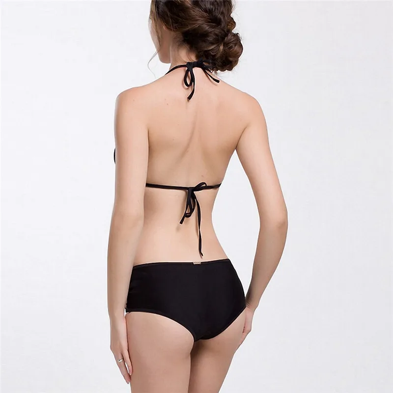 

New Female Mesh Eyelet Bikini Swimsuit Black Swimwear Sexy Women Lingerie Set Beach Swimming Pool Bathing Suits