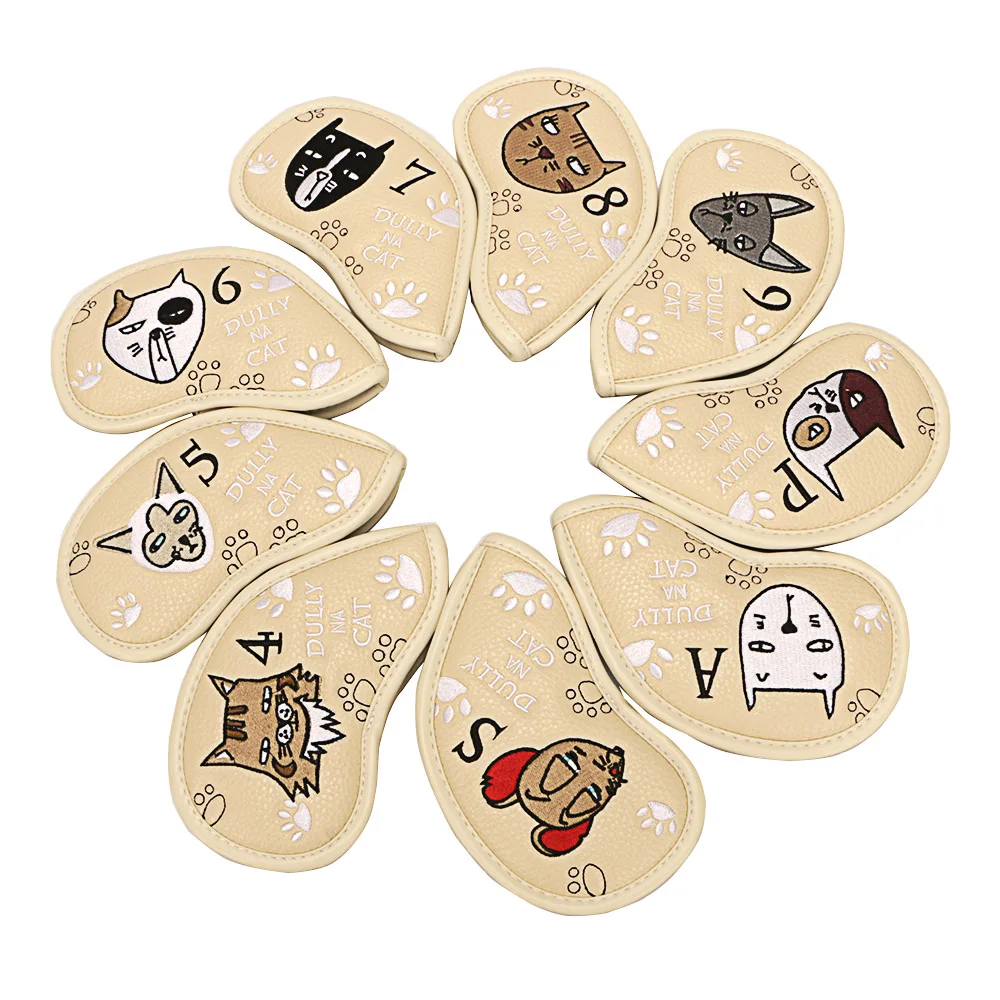 9 шт. головные уборы для гольф-клуба кепка мультяшная Кепка с милым ленивым котом