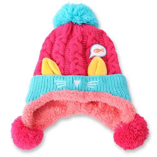 

1pcs Autumn and winter children's Hat Plush Knitted Hat Baby ear cover cap infant warm wool hat newborn photography props