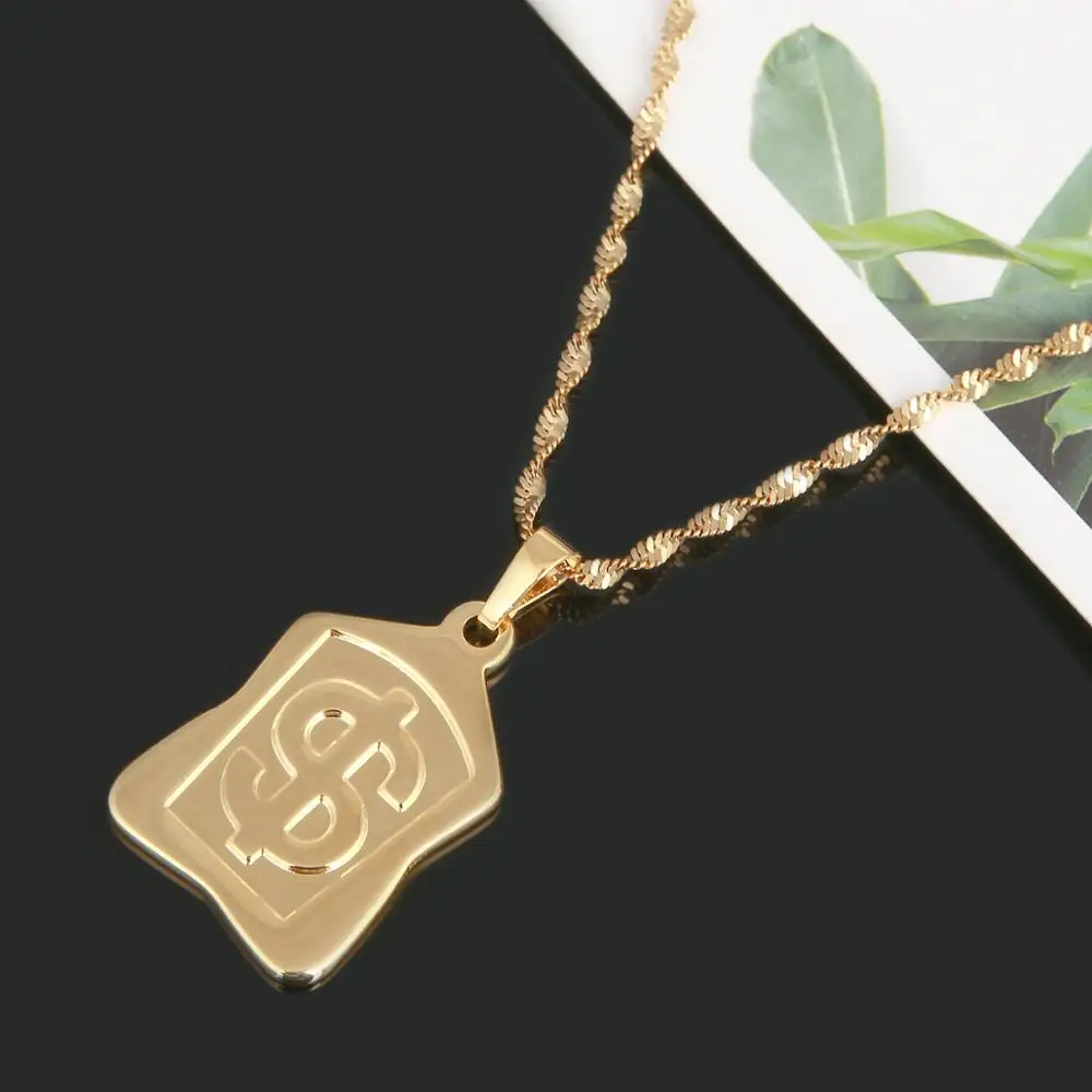 Ожерелье золотого цвета с подвеской в виде доллара и монеты модная цепочка