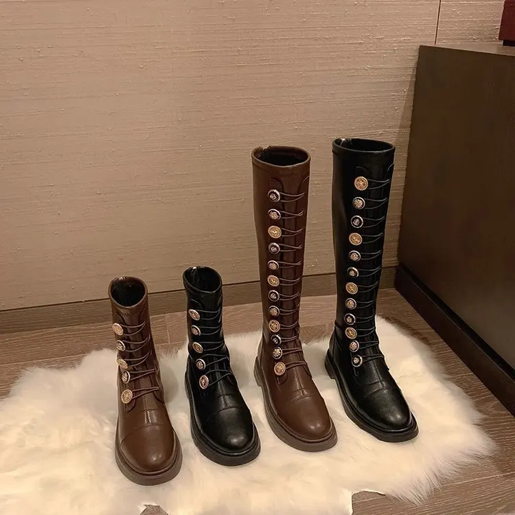 High-heeled Boots for Fall/winter 2021 New Korean Short Boots and Long Two Single Boots Knight Boots Children's High Boots