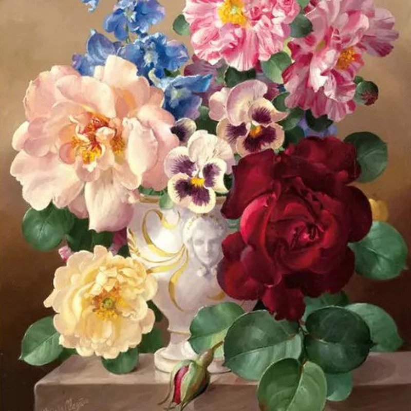 

Rose Flower DIY Needlework Printed for Embroidery Wall Decoration Painting Kit Embroidery Cotton Thread Cross Stitch Sets