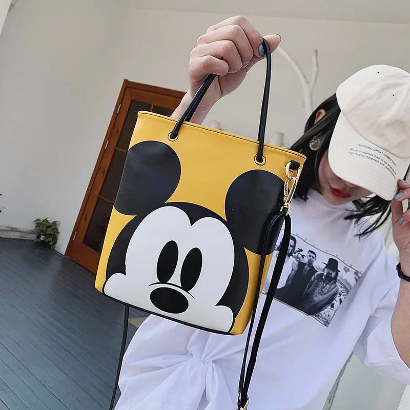 

Disney Mickey Mouse tote bag cartoon pu messenger shoulder bag women handbag shopping bag
