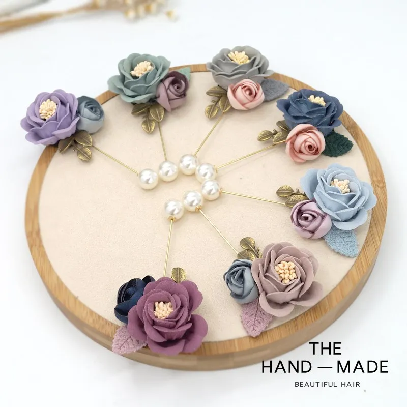 Брошь в виде цветка ручной работы бутоньерка роза палочки броши для одежды