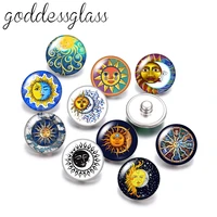 new round sun and moon drawings 10pcs round photo 18mm snap buttons for 18mm snap necklace diy findings jewelry
