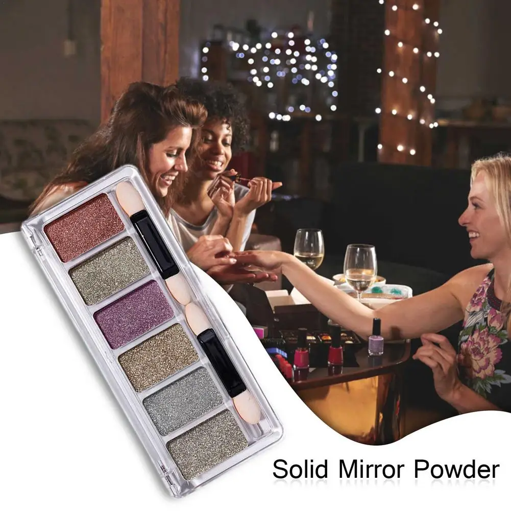

New 6 Colors Solid Magic Mirror Powder Nail Art Manicure Glitter Dust Nail Art Mirror Magnetic Pigment Dust Chrome Nails Glitter