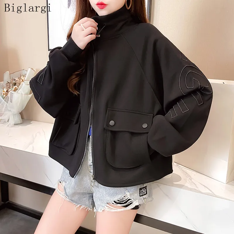 

Autumn Korean Letter Loose Sweatshirt Women Casual Jacket Long Sleeve Ladies Hoodies Coats Tops New Fashion 2021 Cardigans