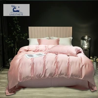 liv esthete pink 100 silk bedding set soft quilt cover set bed sheet pillowcases flat sheet bed set duvet cover home textile