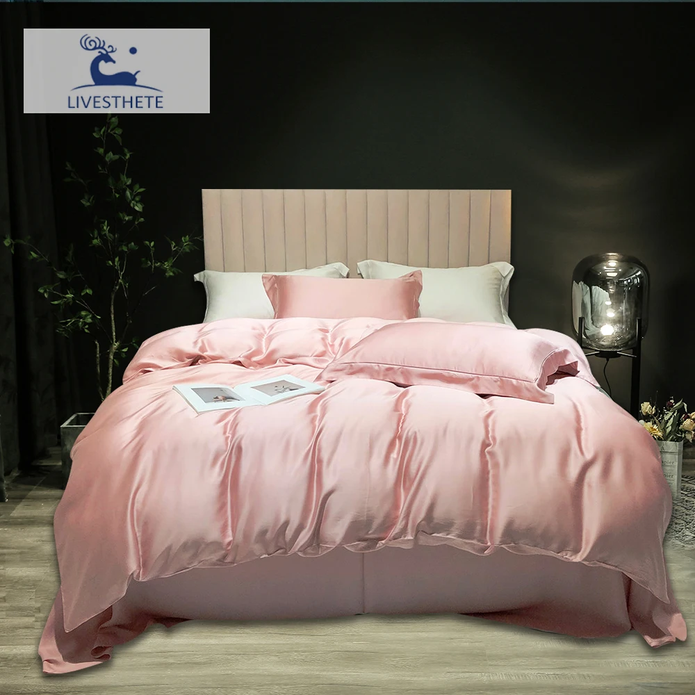 Комплект постельного белья Liv-Esthete розового цвета из 100% шелка комплект мягкого