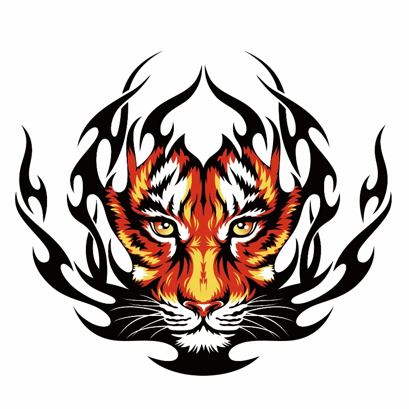 

15CM*12.9CM Funny Tiger Flame Decal PVC Motorcycle Car Sticker Laptop Decals