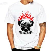 new pug on fire hot dog tees 100 cotton t shirt crew neck design crazy short sleeve t shirts men funny tops plus size