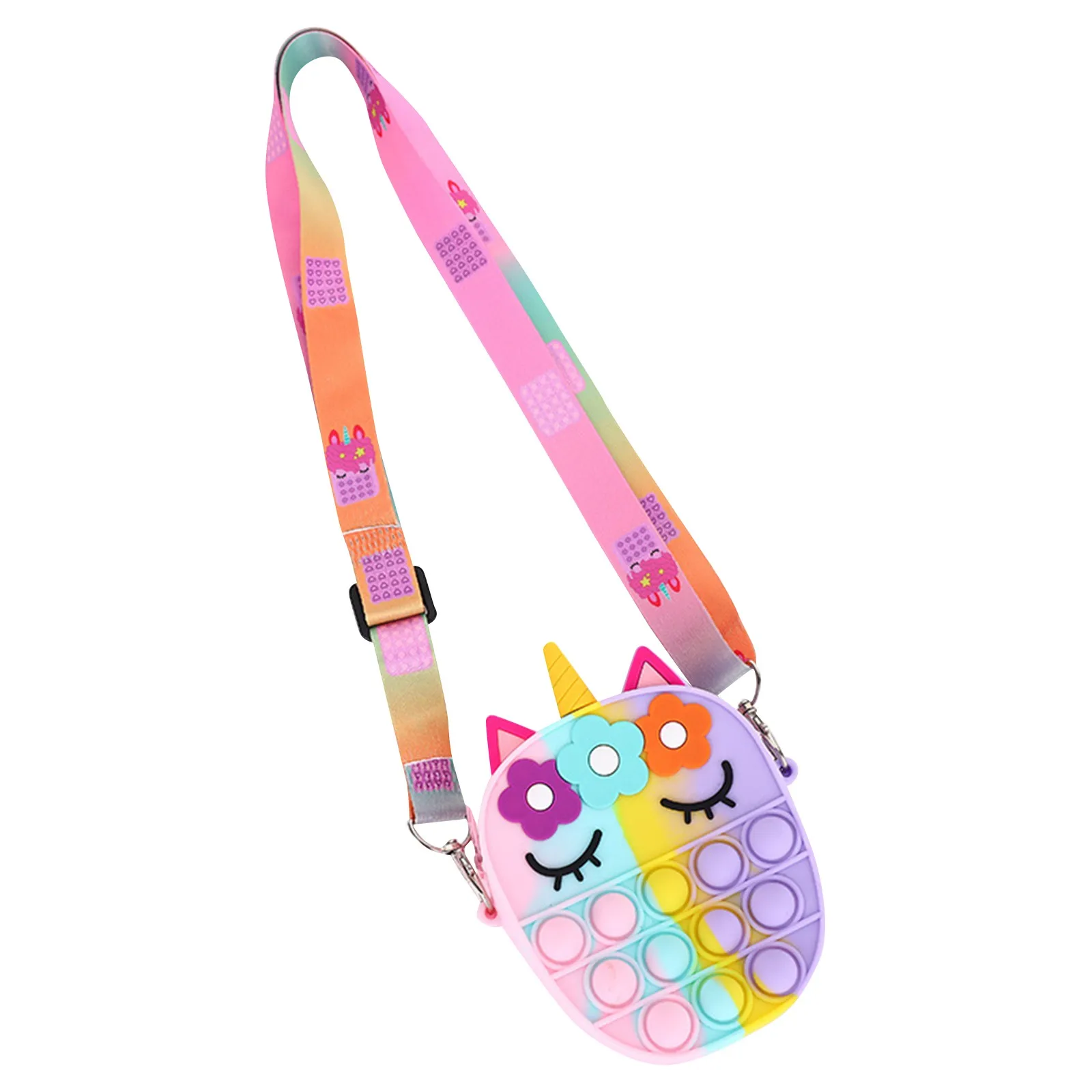 

Rainbow Push Bubble Fidget Toy Novelty Modeling Adult Children Decompression Fashion Ladies Shoulder Bag игрушки для детей