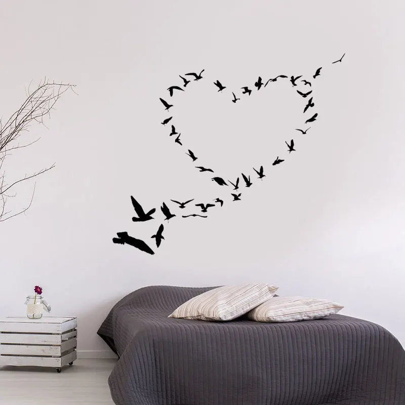 

Creative Home Decor Design Romantic Love Flock of Birds Wall Sticker Vinyl Decoration Room Bedroom Decals Removable Murals A895