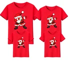 Рождественская семейная сочетающаяся одежда для мамы, отца, дочери, сына, детей, футболка для малышей, комплекты семейной одежды, топы с коротким рукавом с Санта-Клаусом красного цвета
