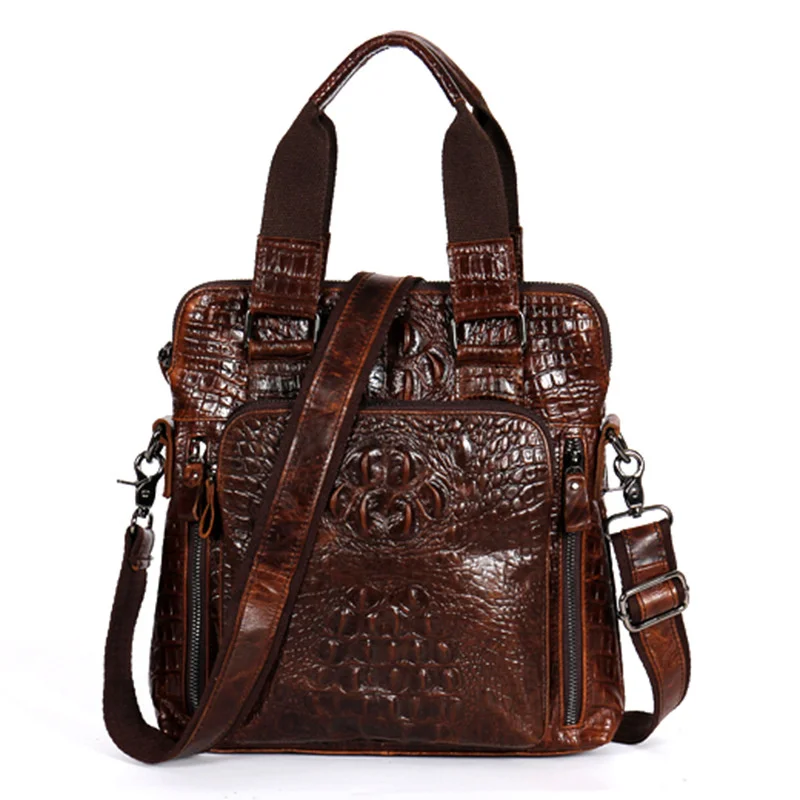 Мужская кожаная сумка с тиснением деловая сумка-мессенджер на одно плечо