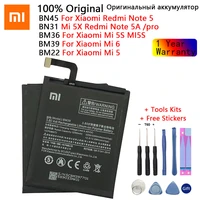 original xiaomi bn31 bm22 bm36 bm39 bn45 battery for xiaomi mi5 mi5s mi6 redmi note 5 5a pro high quality batteries with tools
