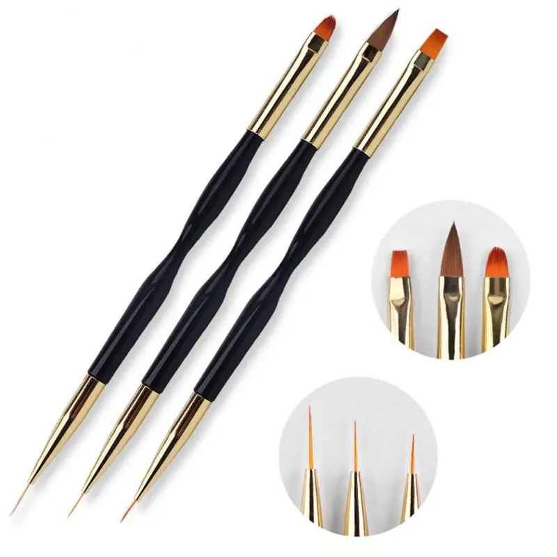 

Double End Nail Art Acrylic Gel Extension Builder Brush French Flower Design Lines Stripe Liner Drawing Pen Manicure Tool