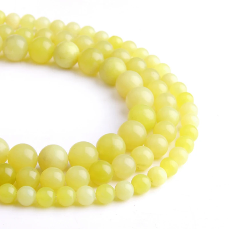 

Natural Stone light Yellow Cloud Lemon Jades Chalcedony Beads Round Loose spacer Beads For Jewelry Making DIY Bracelet Necklace