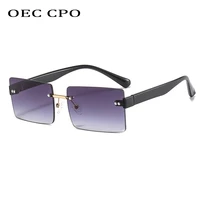 oec cpo fashion rimless sunglasses women retro gradient square sun glasses for female personality party eyewear shades eyewear