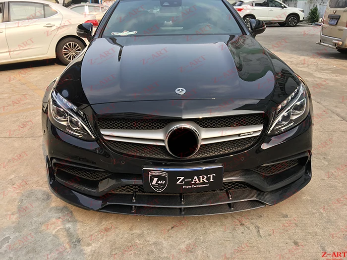 Z-ART Реальные углеродного волокна Передние Губы для C63 Купе Седан- углеродного волокна передний спойлер для W205 C63 углеродного волокна передний подбородок