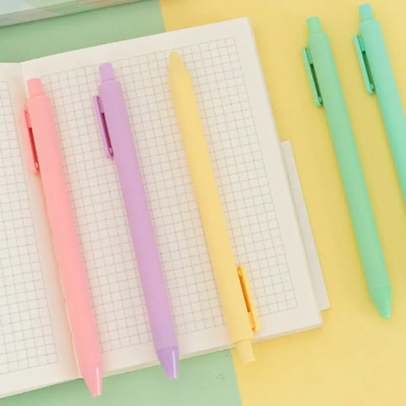 

W3JD 5pcs Candy Color Signing Neutral Gel Pens 0.5mm Black Ink Journal Student Office School Stationery