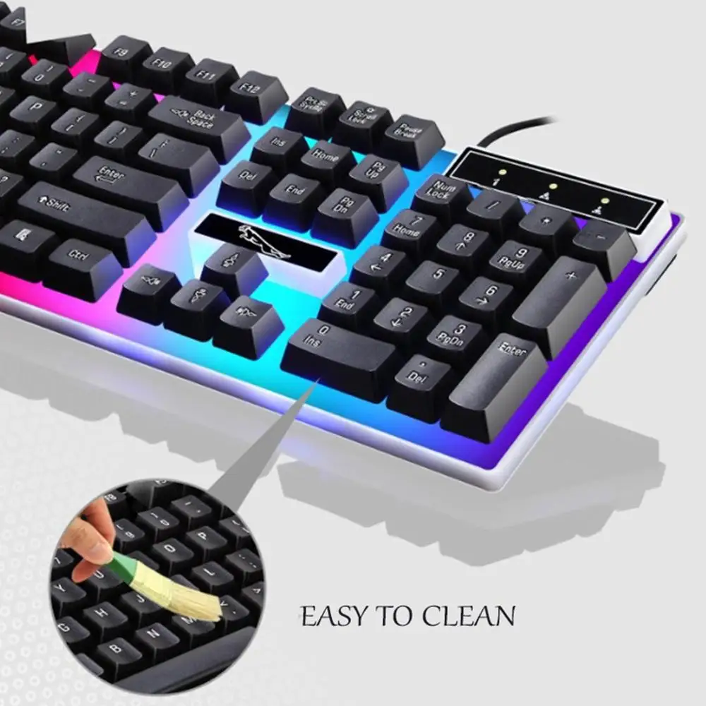

USB Charging Light Keyboard and Mouse Kit Rainbow LED Gaming Equipment for PS4 D08B