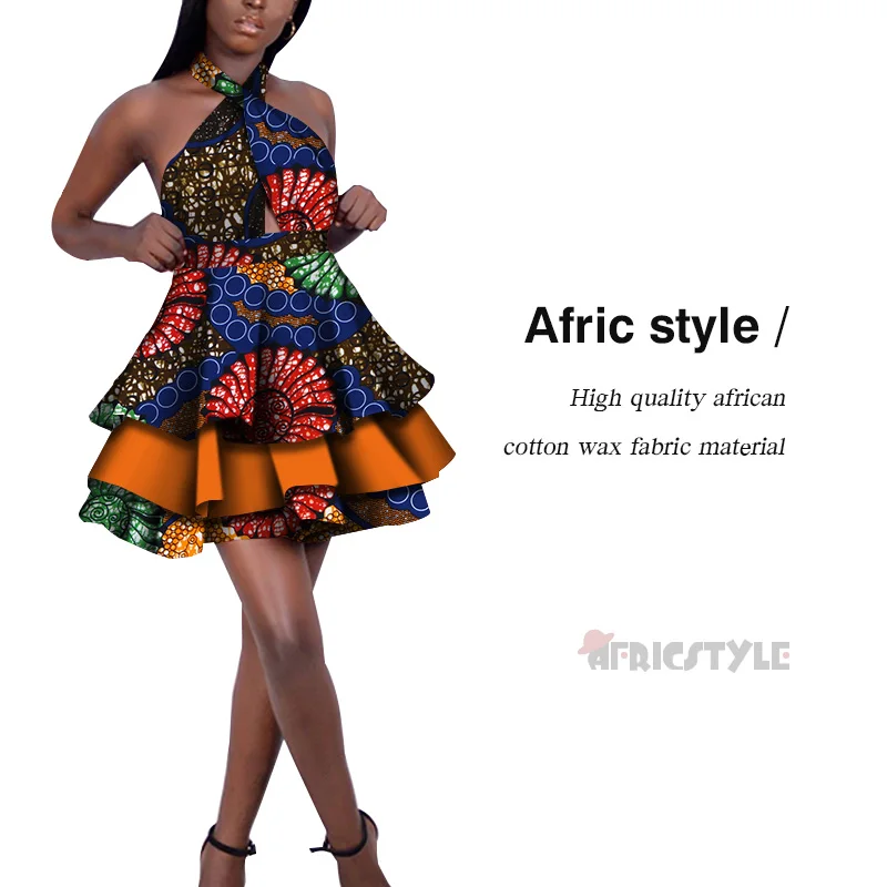 

New Women Sleeveless dress African Style Ankara Dresses Cocktail Party Dress africa short skirt african women's skirts WY5501