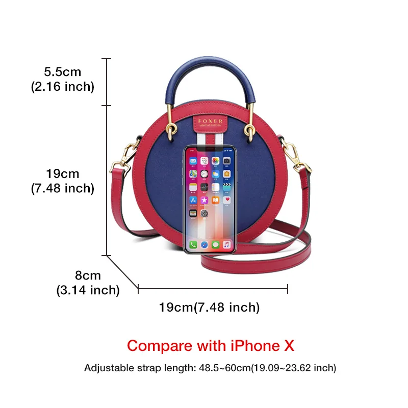 Сумка FOXER Женская круглая из спилка маленькая сумочка кросс боди в английском