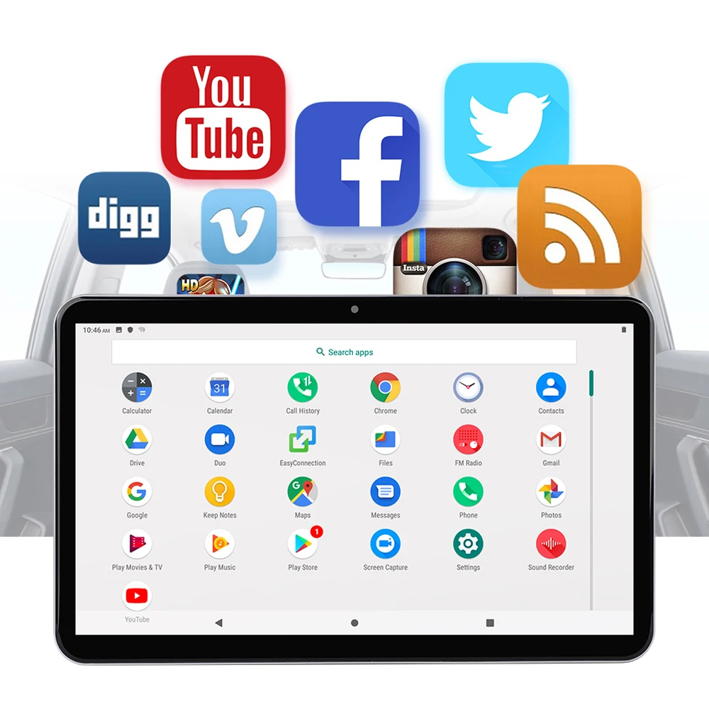Монитор на подголовник автомобиля IPS сенсорный экран 12 5 дюйма Android 9 0 1080P