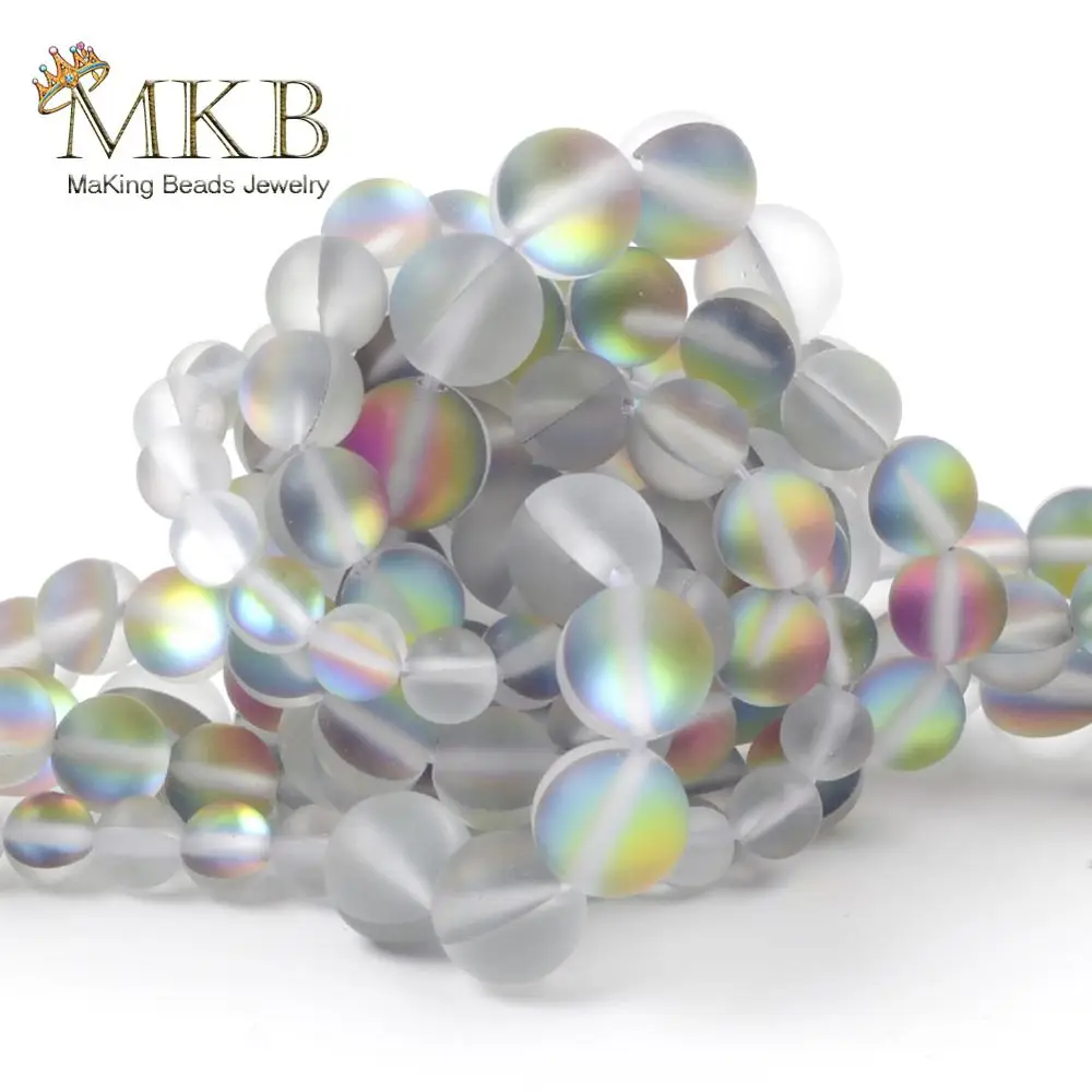 Круглые Бусины Из Натурального стекла радужные цвета для изготовления ювелирных