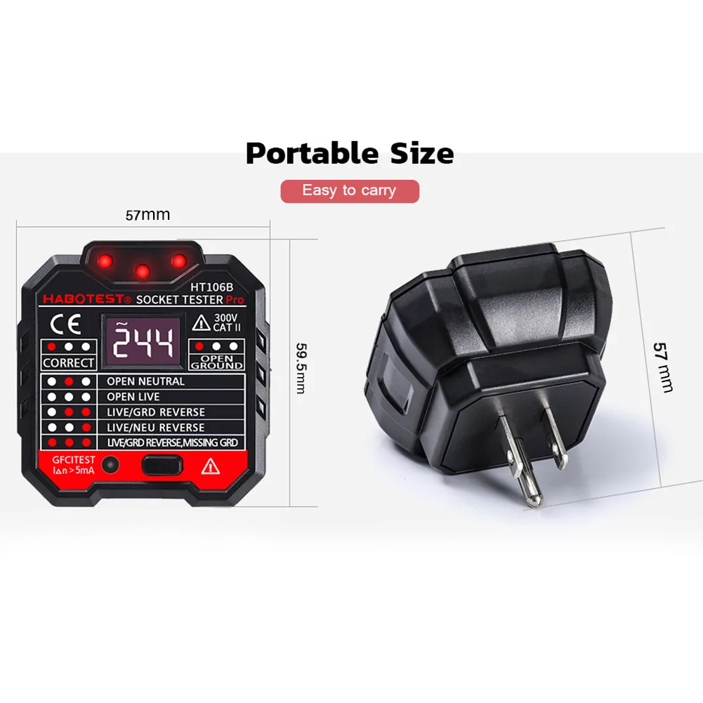 

Electric Socket Tester Electric Leakage Detection Plug and Play for Home Factory DA