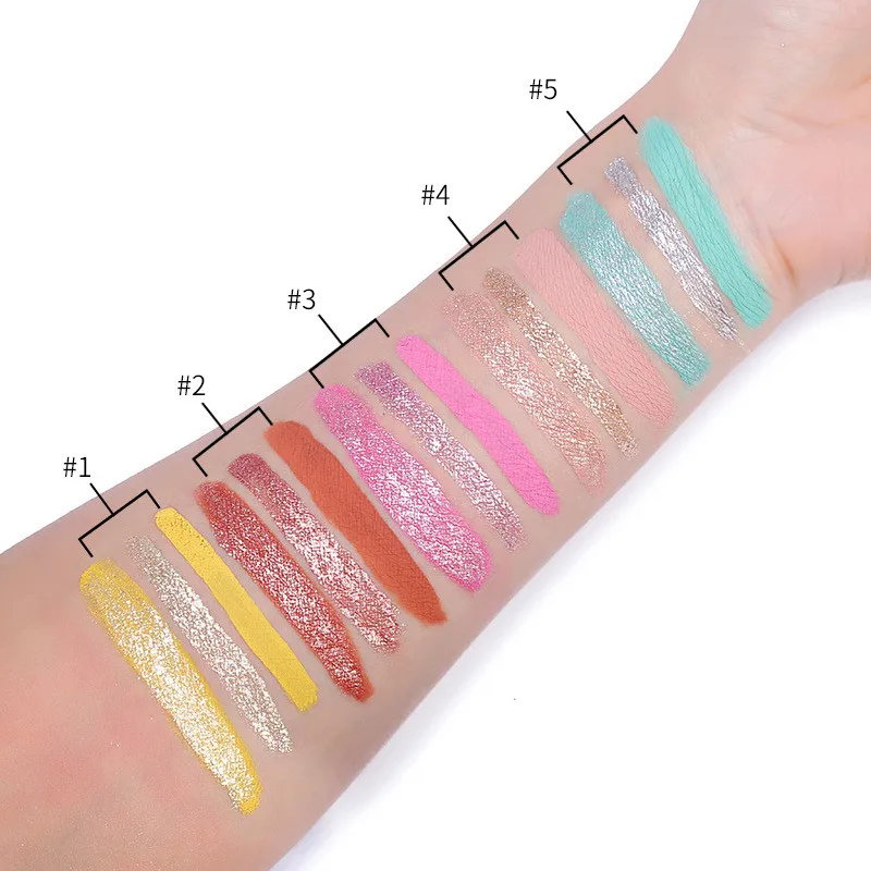 Желтые двойные жидкие тени для век осветляющие стойкие матовые мерцающие